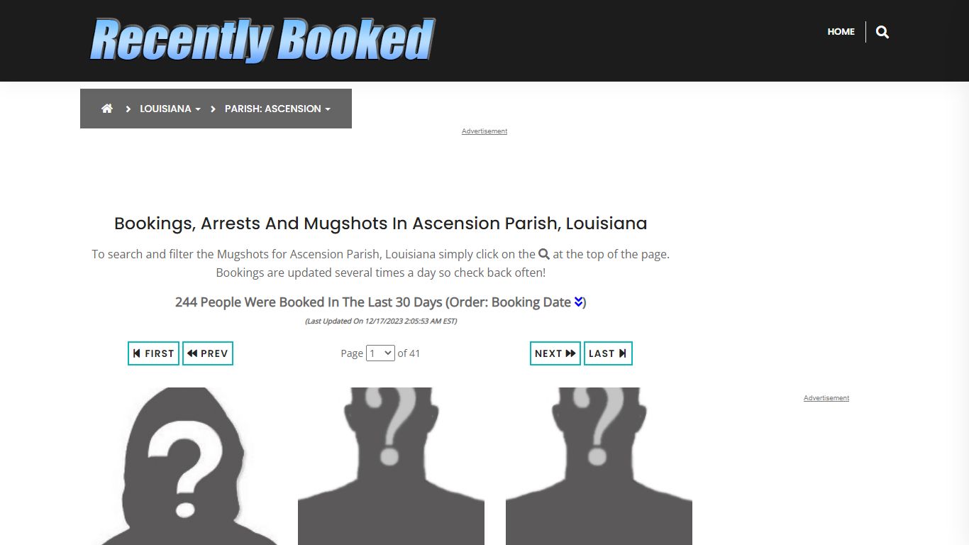 Bookings, Arrests and Mugshots in Ascension Parish, Louisiana